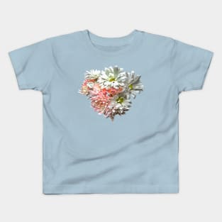 Daisies and Pink Chrysanthemums Heart Kids T-Shirt